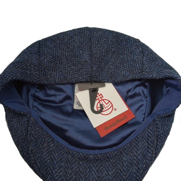 Hartside HS14 Scottish Highland Harris Tweed® Flat Cap Blue-Black - CHOOSE SIZE - Picture 8 of 11